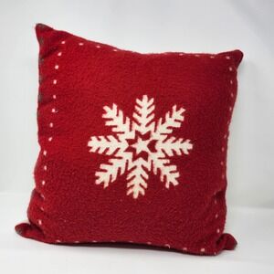 Hines Christmas Pillow Red Wool Snowflake Holiday Throw Accent England‎